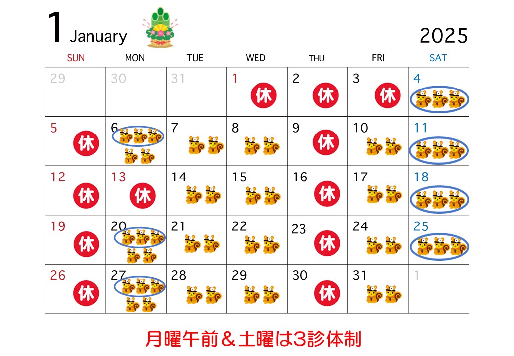 1月診察カレンダー